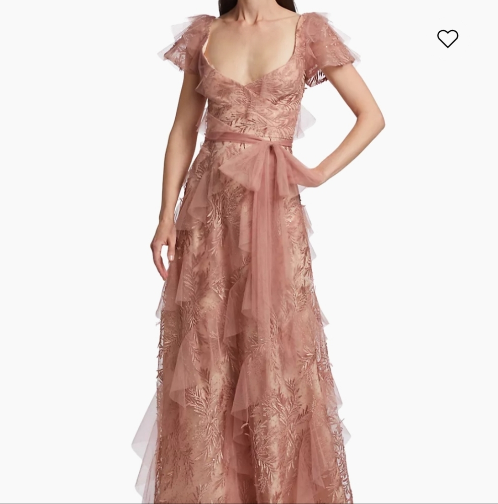 Metallic Tulle Ruffled Gown - Picture 5 of 6